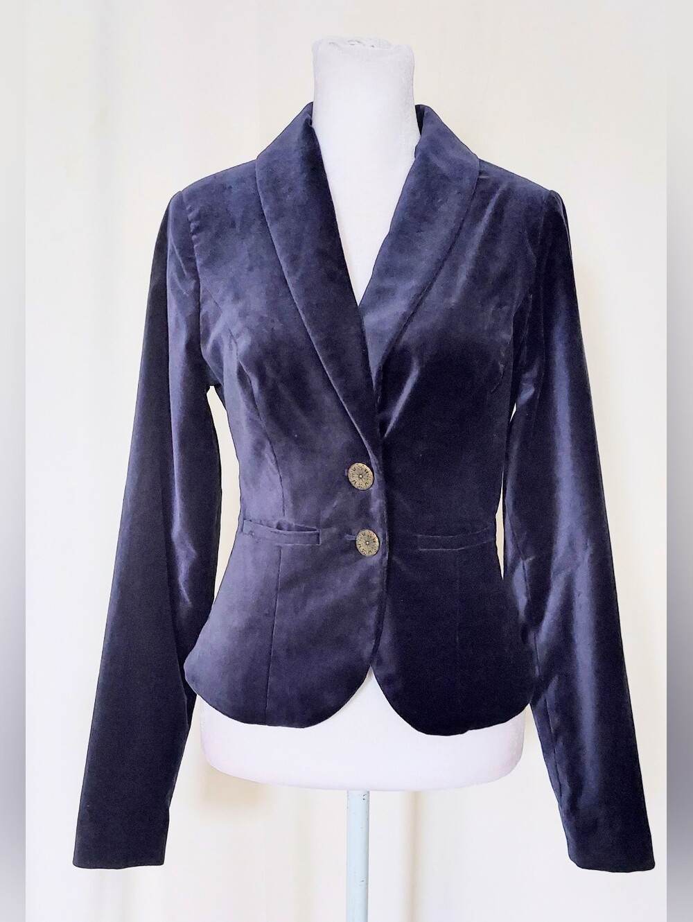 ModCloth Velvet 2 Button Blazer Blue Size XS Lined